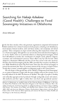 Cover page: Searching for Haknip Achukma (Good Health): Challenges to Food Sovereignty Initiatives in Oklahoma
