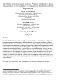 Cover page: Do Online Advertisements Increase Political Candidates’ Name Recognition or Favorability? Evidence from Randomized Field Experiments