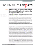 Cover page: Identification of genetic loci shared between schizophrenia and the Big Five personality traits.