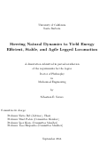 Cover page: Steering natural dynamics to yield energy efficient, stable, and agile legged locomotion