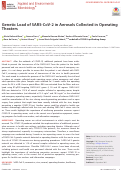 Cover page: Genetic Load of SARS-CoV-2 in Aerosols Collected in Operating Theaters.