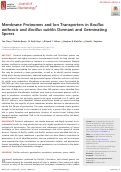 Cover page: Membrane Proteomes and Ion Transporters in Bacillus anthracis and Bacillus subtilis Dormant and Germinating Spores.