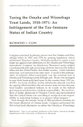 Cover page: Taxing the Omaha and Winnebago Trust Lands, 1910-1971: An Infringement of the Tax Immune Status of Indian Country