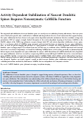 Cover page: Activity-Dependent Stabilization of Nascent Dendritic Spines Requires Nonenzymatic CaMKIIα Function