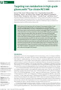 Cover page: Targeting iron metabolism in high-grade glioma with 68Ga-citrate PET/MR