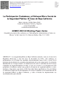 Cover page: La Participación Ciudadana y el Enfoque Micro Social de la Seguridad Pública: El Caso de Baja California