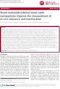 Cover page: Novel lanthanide-labeled metal oxide nanoparticles improve the measurement of in vivo clearance and translocation