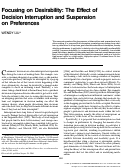 Cover page: Focusing on Desirability: The Effect of Decision Interruption and Suspension on Preferences