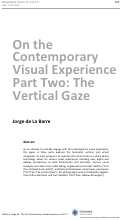 Cover page: On the Contemporary Visual Experience, Part Two: The Vertical Gaze