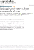 Cover page: Continuous increase in evaporative demand shortened the growing season of European ecosystems in the last decade