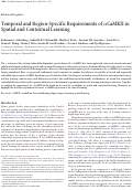 Cover page: Temporal and Region-Specific Requirements of αCaMKII in Spatial and Contextual Learning