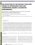 Cover page: The evolution of the sexually selected sword in Xiphophorus does not compromise aerobic locomotor performance.