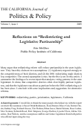 Cover page: Reflections on "Redistricting and Legislative Partisanship"
