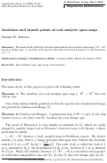 Cover page: Jacobians and branch points of real analytic open maps