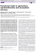 Cover page: Functional traits in agriculture: agrobiodiversity and ecosystem services