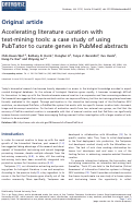 Cover page: Accelerating literature curation with text-mining tools: a case study of using PubTator to curate genes in PubMed abstracts.