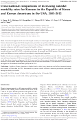 Cover page: Cross-national comparisons of increasing suicidal mortality rates for Koreans in the Republic of Korea and Korean Americans in the USA, 2003-2012.