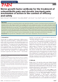 Cover page: Nerve growth factor antibody for the treatment of osteoarthritis pain and chronic low-back pain: mechanism of action in the context of efficacy and safety.