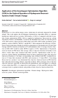 Cover page: Application of the Grasshopper Optimization Algorithm (GOA) to the Optimal Operation of Hydropower Reservoir Systems Under Climate Change