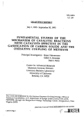 Cover page: Fundamental Studies of the Mechanism of Catalytic Reactions with Catalysts Effective in the Gasification of Carbon Solids and the Oxidate Coupling of Methane - Quarterly Report, July 1, 1993 - September 30, 1993