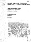 Cover page: Survey of High Energy Physics Support at U.S. Universities: A Summary of the Data