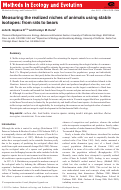 Cover page: Measuring the realized niches of animals using stable isotopes: from rats to bears