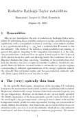 Cover page: Radiative Rayleigh-Taylor instabilities