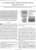 Cover page: A continuous-wave hybrid AlGaInAs-silicon evanescent laser