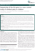 Cover page: Sequencing of the IL6 gene in a case¿control study of cerebral palsy in children