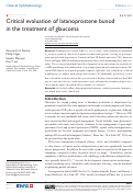 Cover page: Critical evaluation of latanoprostene bunod in the treatment of glaucoma.