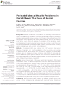 Cover page: Perinatal Mental Health Problems in Rural China: The Role of Social Factors.