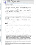 Cover page: Acupuncture knowledge, attitudes, beliefs and health service needs after traumatic brain injury: a cross-sectional survey.