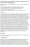 Cover page of Causal Thinking: Uncovering Hidden Assumptions and Interpretations ofStatistical Analysis in Building Science