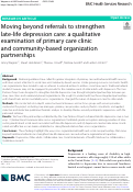 Cover page: Moving beyond referrals to strengthen late-life depression care: a qualitative examination of primary care clinic and community-based organization partnerships.