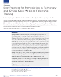 Cover page: Best Practices for Remediation in Pulmonary and Critical Care Medicine Fellowship Training