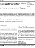 Cover page: Frontonasal Dysplasia: A Diagnostic Challenge with Fetal MRI in Twin Pregnancy