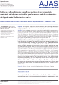 Cover page: Influence of methionine supplementation of growing diets enriched with lysine on feedlot performance and characteristics of digestion in Holstein steer calves