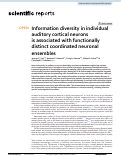 Cover page: Information diversity in individual auditory cortical neurons is associated with functionally distinct coordinated neuronal ensembles