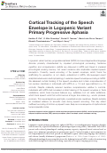 Cover page: Cortical Tracking of the Speech Envelope in Logopenic Variant Primary Progressive Aphasia