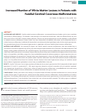 Cover page: Increased Number of White Matter Lesions in Patients with Familial Cerebral Cavernous Malformations