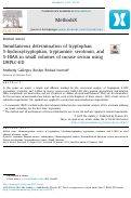 Cover page: Simultaneous determination of tryptophan, 5-hydroxytryptophan, tryptamine, serotonin, and 5-HIAA in small volumes of mouse serum using UHPLC-ED