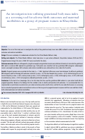 Cover page: An investigation into utilising gestational body mass index as a screening tool for adverse birth outcomes and maternal morbidities in a group of pregnant women in Khayelitsha