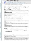 Cover page: Perceived Appropriateness of Shared Decision‐making in the Emergency Department: A Survey Study