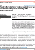 Cover page: Controlled interlayer exciton ionization in an electrostatic trap in atomically thin heterostructures.