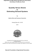Cover page of Quantity Versus Shares in Estimating Demand Systems