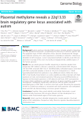 Cover page: Placental methylome reveals a 22q13.33 brain regulatory gene locus associated with autism