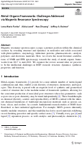 Cover page: Metal–Organic Frameworks: Challenges Addressed via Magnetic Resonance Spectroscopy