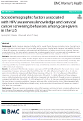 Cover page: Sociodemographic factors associated with HPV awareness/knowledge and cervical cancer screening behaviors among caregivers in the U.S