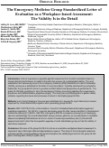 Cover page: The Emergency Medicine Group Standardized Letter of Evaluation as a Workplace-Based Assessment: The Validity Is in the Detail