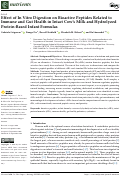 Cover page: Effect of In Vitro Digestion on Bioactive Peptides Related to Immune and Gut Health in Intact Cows Milk and Hydrolyzed Protein-Based Infant Formulas.